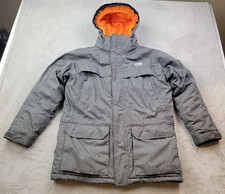 The North Face Hooded Hyvent Parka Boys Large 14/16 Gray Insulated Full Zip Coat