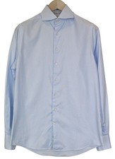 SUITSUPPLY Men's Formal Shirt 37/14 1/2 Slim Blue Cotton Twill Long Sleeve