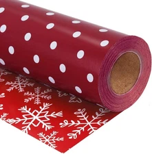 LaRibbons Reversible Christmas Wrapping Paper 17 Inch x 33 Feet, Small Dot 