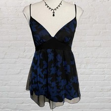 vintage y2k babydoll dark floral mesh babydoll tank top whimsigoth fairy S/M