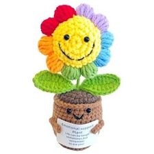 Handmade Crochet Sunflower, Cute Colorful Knitted Plant Flowers Emotional