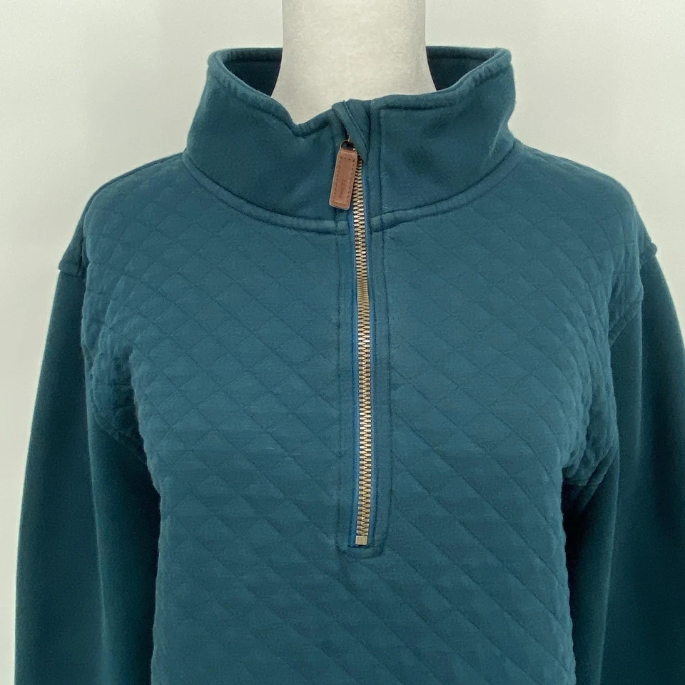 Толстовка женская L.L.Bean 2X Plus бирюзовая стеганая четверть квадратного ярда на молнии с ложным вырезом на открытом воздухе - Изображение 2 из 4