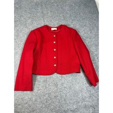 VINTAGE 70s Pendleton Blazer Jacket Womens Medium Red Virgin Wool Cropped Preppy