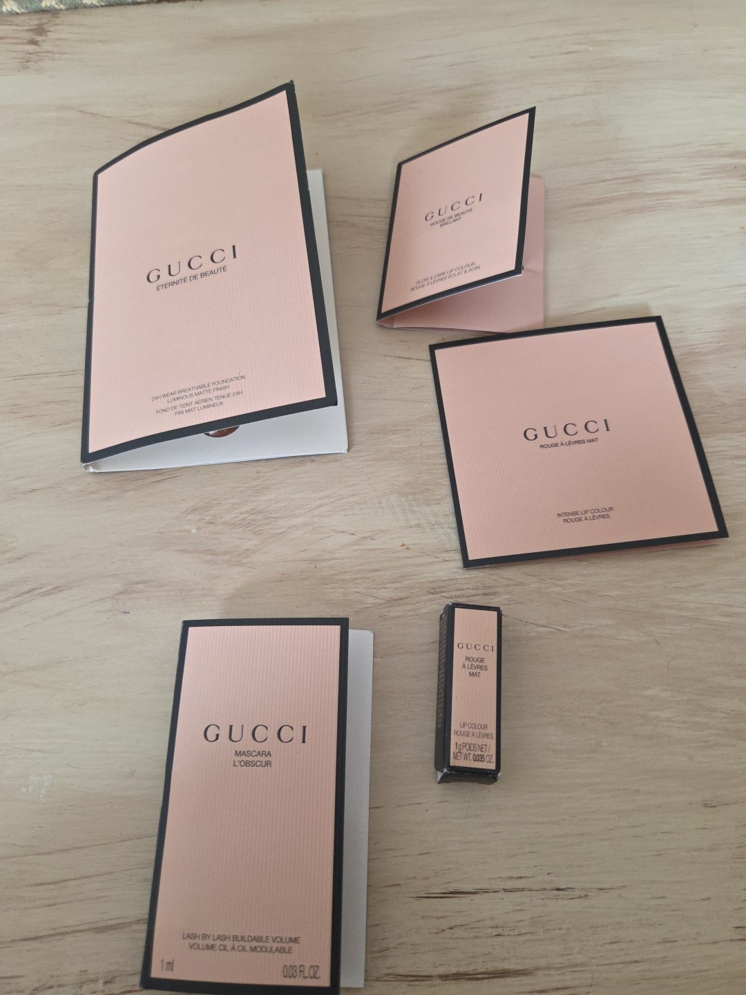 GUCCI Beauty LOT 5 items Sample Foundation Glow Care Lip Color mascara Lipstick 