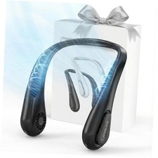 Portable Bladeless Neck Fan, Valentines Day Gifts for Him, Birthday Gifts Black