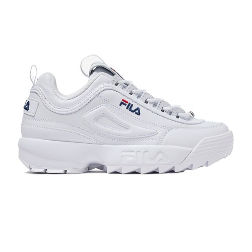FILA Women's Disruptor 2 Premium Casual Shoes - White/Navy/Red, Size 10