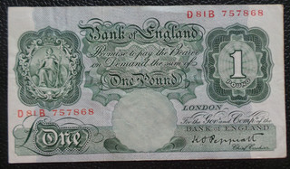 UK Peppiatt £1 Banknote 1948 49. Serial # D81B 757868. Pick # 369a. EPM# B260