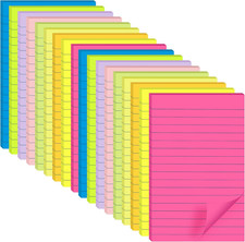  18 Pack Lined Sticky Notes 4X6 in Post, Self-Stick Pads Bright Colors Sticky N