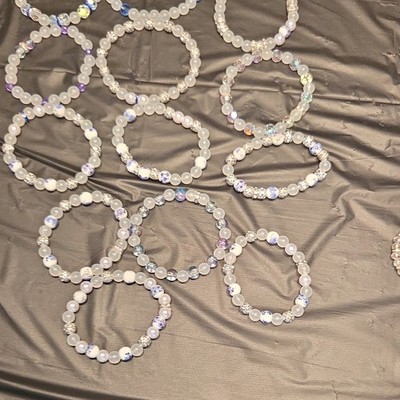 UV Changing Bead Bracelet Crystals Frosted to Purple  Please Read Sold Each