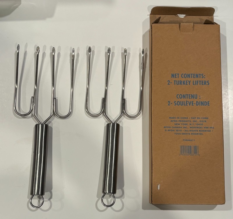 Vintage 4 Prong Stainless Steel Turkey Lifters  10"  NEW!