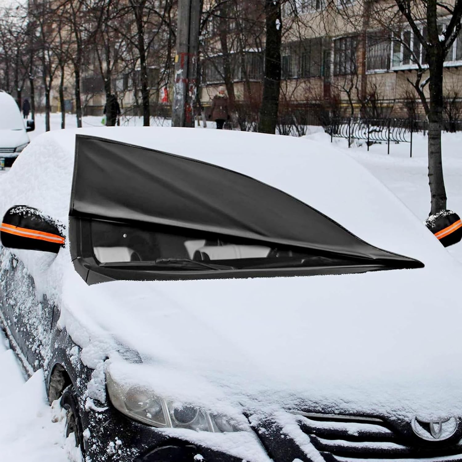 BOGI Windshield Cover for Ice and Snow, Heavy Duty 600D Windshield Snow Cover wi