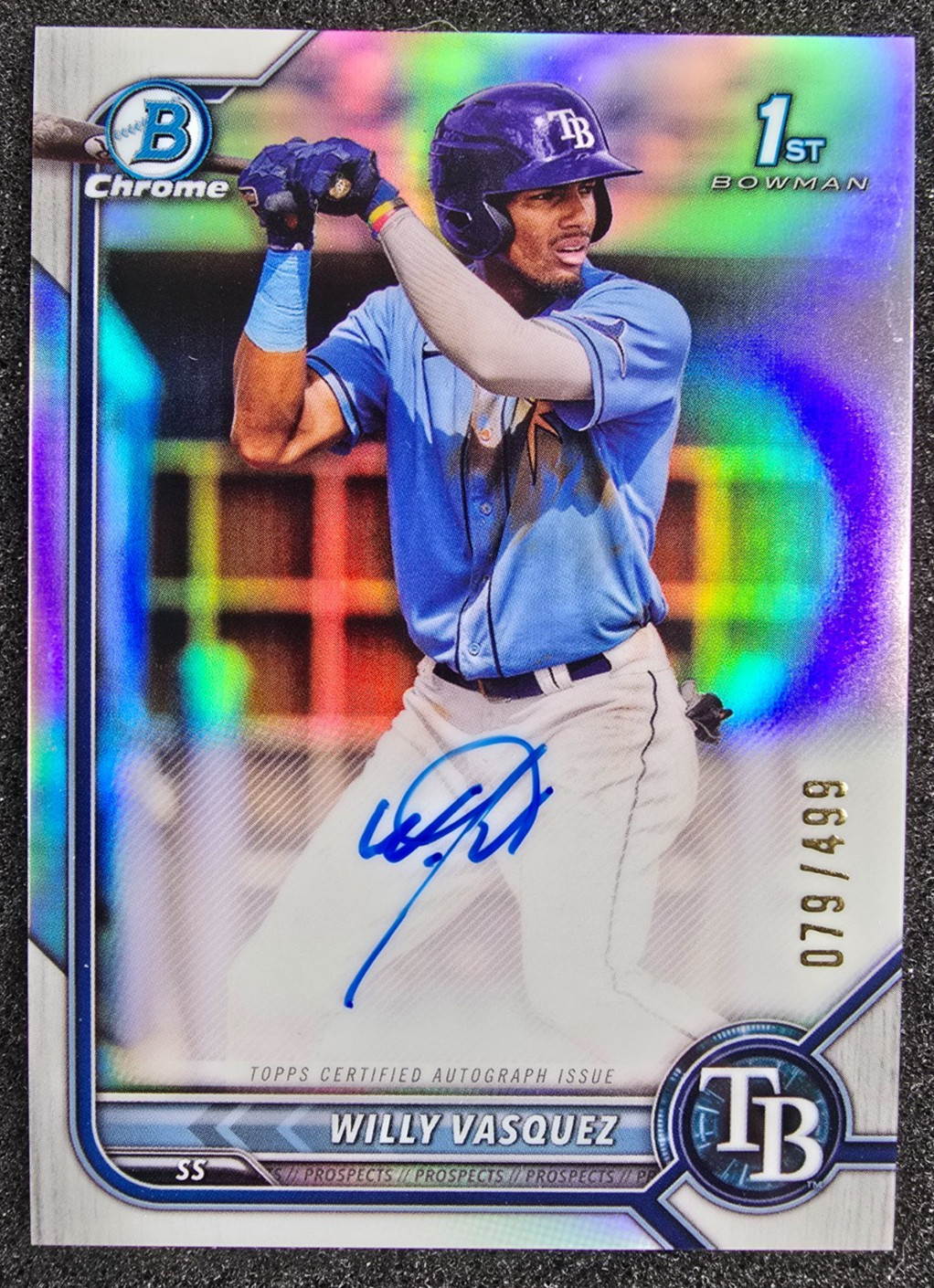 2022 Bowman Chrome 1st Refractor AUTO /499 Willy Vasquez #CPA-WVZ Rays