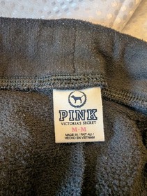 vintage PINK Victoria's Secret Black Sweats M Leopard Print 