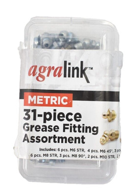 AgraLink Metric 31 Piece Grease Fitting Assortment 74109 Steel Straight