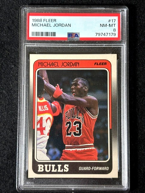 1988 Fleer Michael Jordan #17 PSA 8 Chicago Bulls New grade Great color Sharp