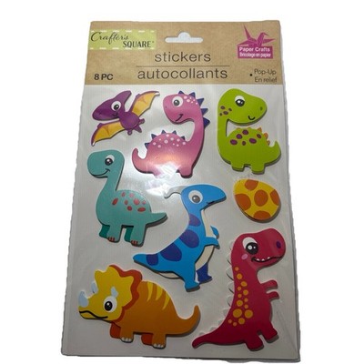 8pc NEW Cute Dinosaur Stickers, Unisex Kids Multicolor Dino Pop-Up Stickers