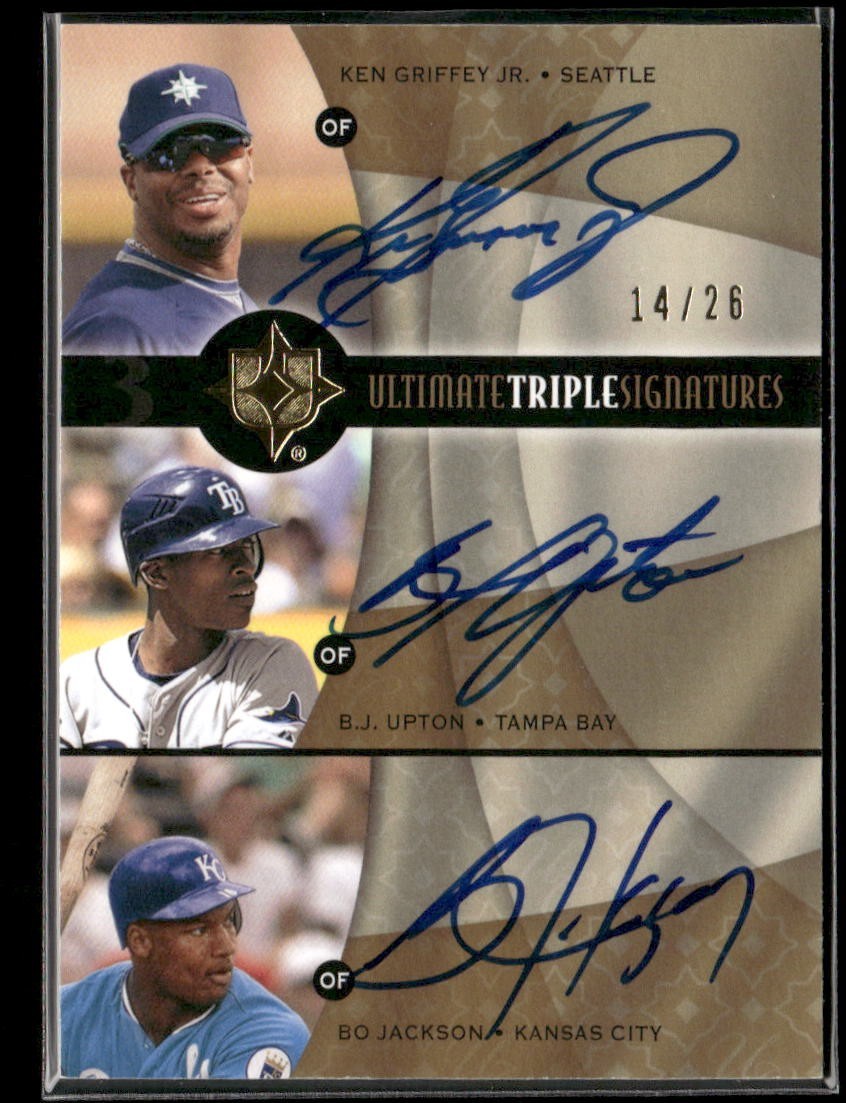 2009 UD Ultimate Triple Signatures Ken Griffey Jr. Bo Jackson B.J. Upton /26