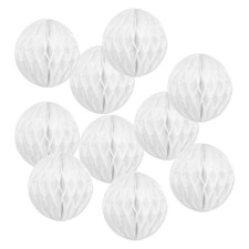 10Pcs Pompons en Papier de Soie 4" pour Décoration Murale, Blanc