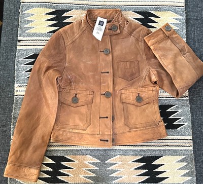 NWT Gap Kids Leather (genuine) Jacket Gorgeous Medium 8-10 Girls Pockets Lined