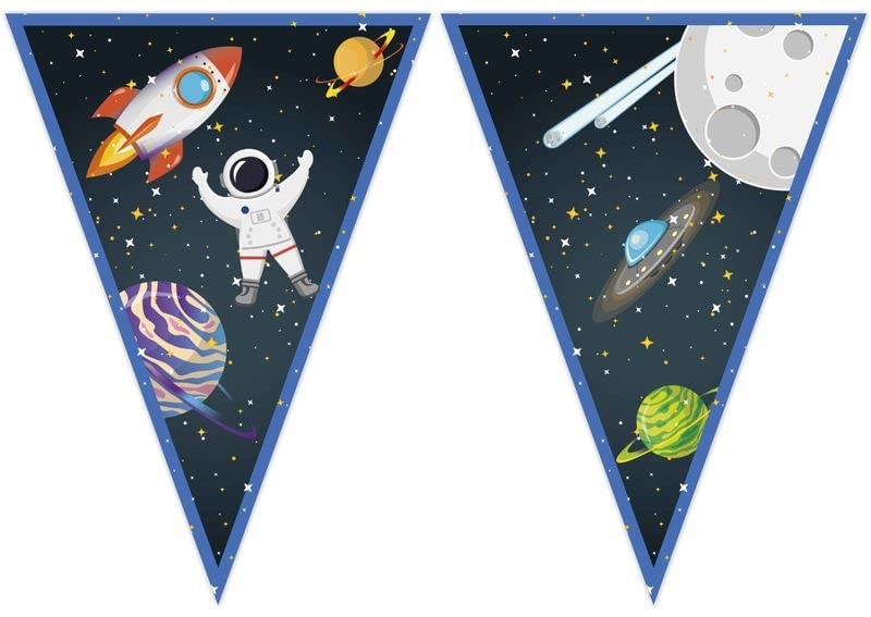 Procos PR93739 Row 9 Triangular Planets Astronaut Rocket Space Party Flags FSC P