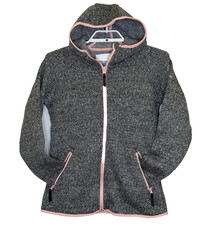 Columbia Fleece Full Zip Hoodie Sweatshirt Womens Medium Gray Pink Long Sleeve