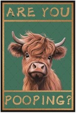 Cusde Funny Bathroom Cow Tin Metal Signs Home D cor Highland Cow Are You Pooping