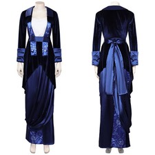 Rose DeWitt Bukater Cosplay Dress Lady Dark Blue Long Dress Belt Top Women Party