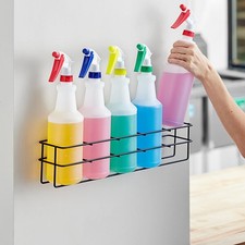 Up to Five 32 oz Spray Bottle Rack Wall Mount Organizer Heavy Duty Metal ...