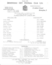 Birmingham City Reserves v Mansfield Town (Combination) 1966/1967