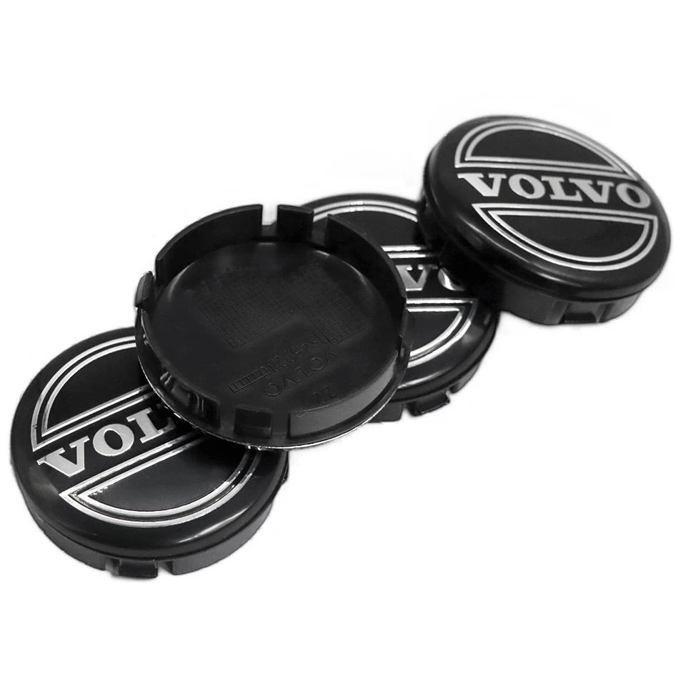 4PCS SET FOR BLACK CENTER WHEEL HUB CAPS 64mm COVER RIMS 3546923 BLACK SILVER Foto 4 de 4