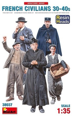 Miniart 38037 - 1:35 French Civilians '30-'40s with Resin Heads - Neu