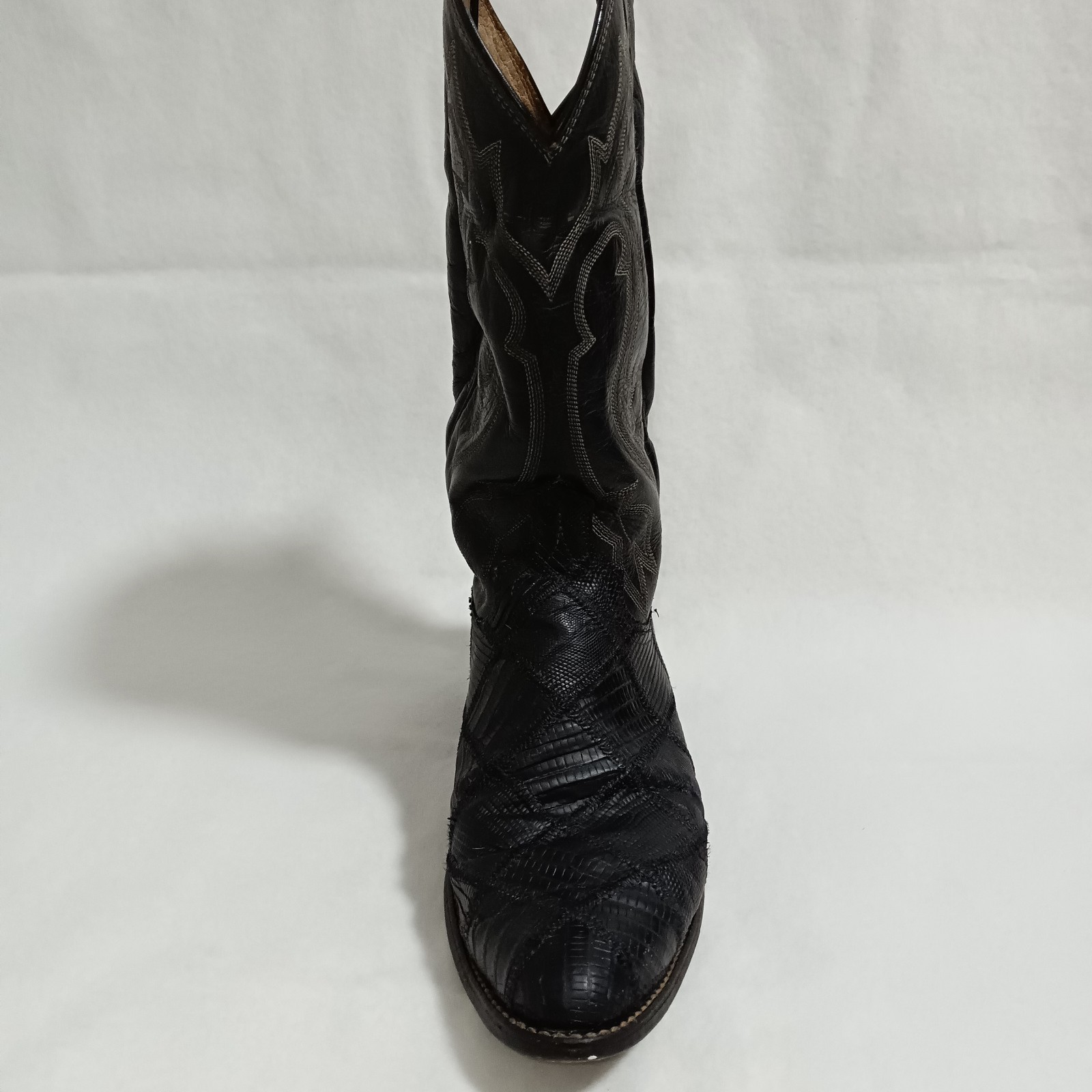 Vintage Dan Post Black Lizard Patchwork Cowboy Bo… - image 4