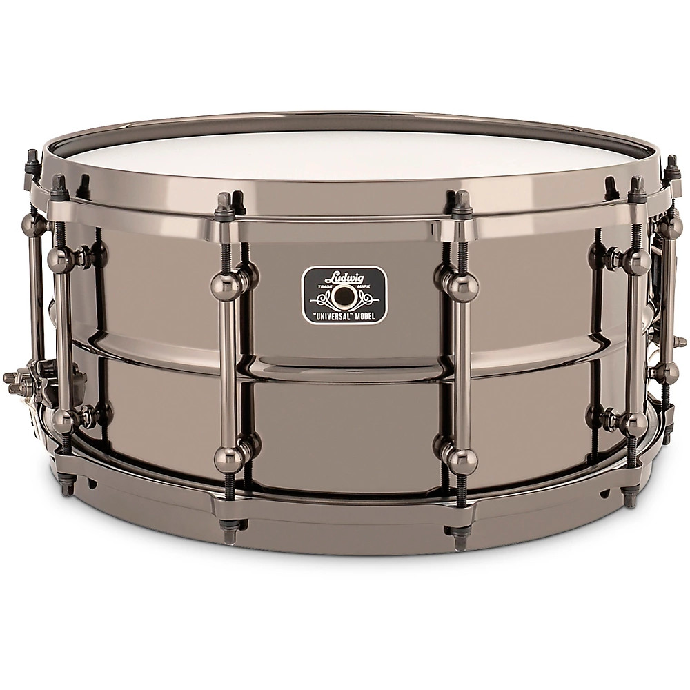 Ludwig Universal Black Brass Snare Drum w&sol;Black Nickel Die-Cast Hoops 14 x 6&period;5"