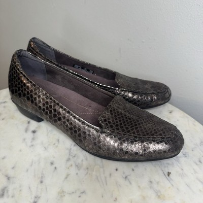 Clarks Artisan Size 8 Bronze Metallic Slip On Comfort Flat Shoes Loafers -U1