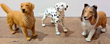 Lot of 3 Safari LTD DOGS - Collie, Dalmation, Golden Retriever - 4" x 3"