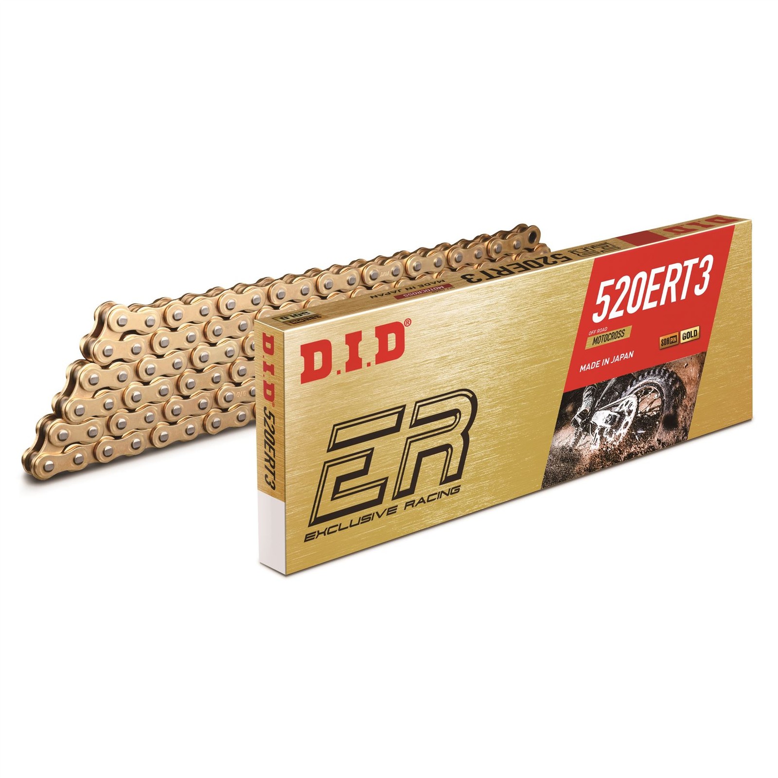 D.I.D. Motorcycle Non O-Ring Drive Chain Gold 520 ERT 116 Clip Link