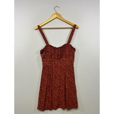 Trixx Cottagecore Boho Womens XL Rust Red Floral Ruched Mini Dress
