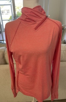 Coolibar Women s UPF 50+ Coral  Striped Relay Sporty Pullover Top Sz S