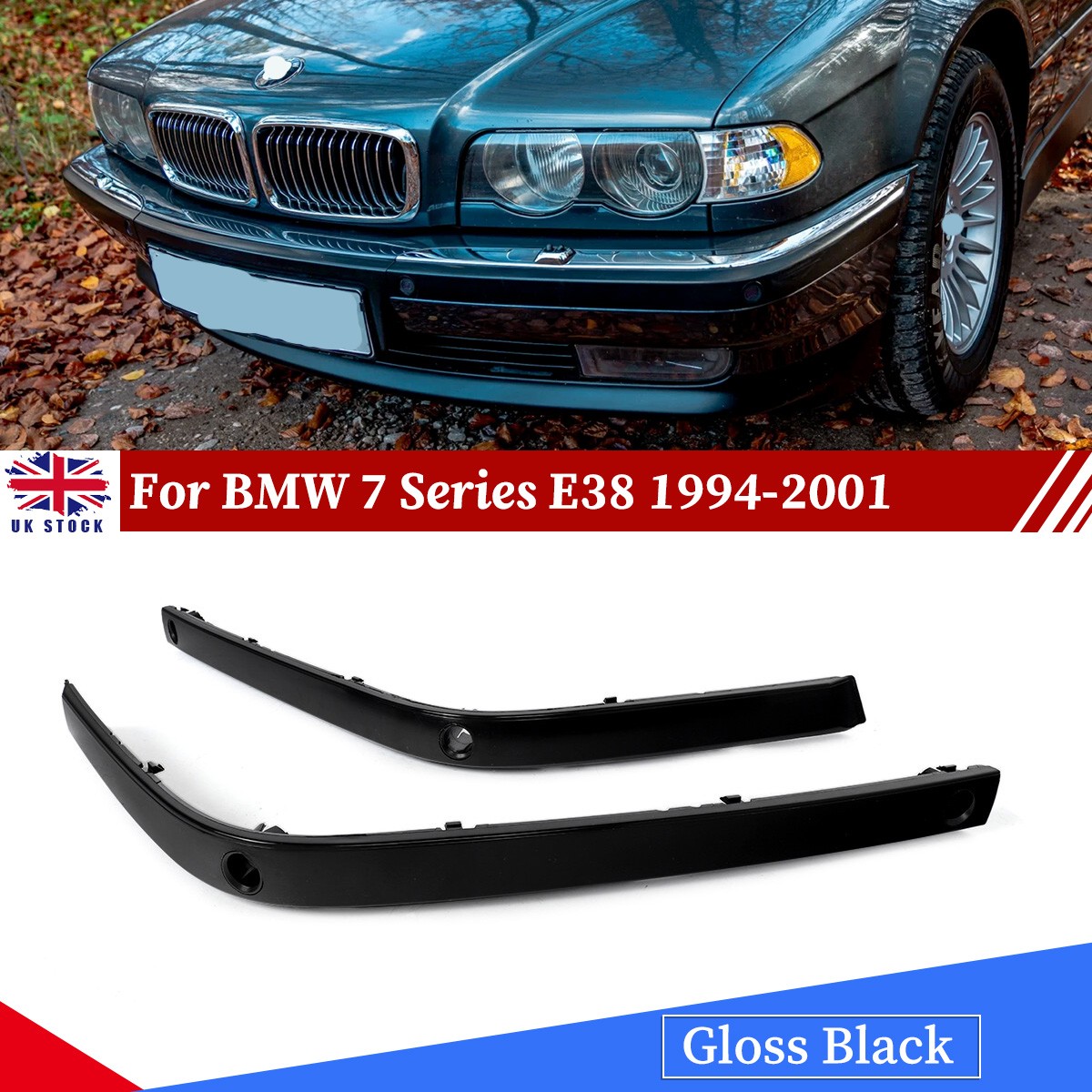 FOR BMW 7 SERIES E38 1994-2001 FRONT BUMPER MOULDING TRIM BLACK LEFT RIGHT SIDE