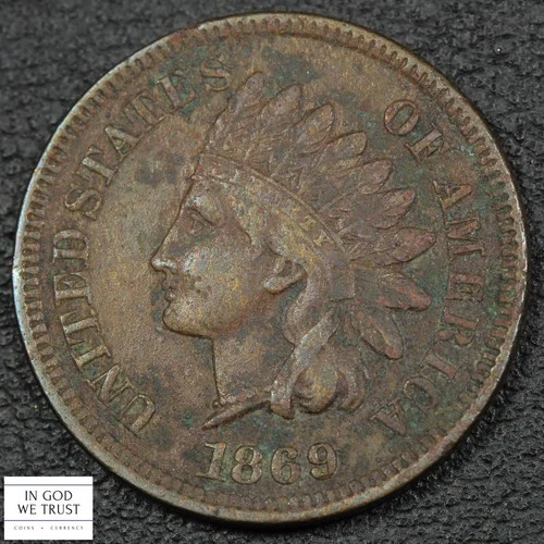 1869 Indian Head Copper Cent 1C (CH VF Details) - Corrosion