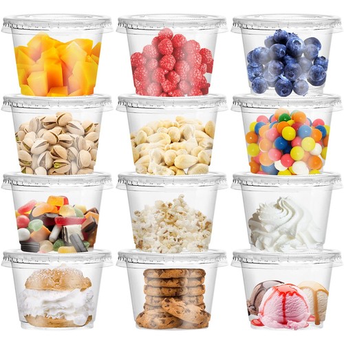 50 Pack 8 OZ Disposable Plastic Cups with Lids Clear Dessert Containers Drink - Bild 1 von 7
