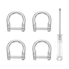4pcs D-Rings Screw in Shackle 1/2" Horseshoe D Ring with Screwdriver Silver