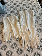 Vintage Off White Cotton Gloves. 1 11 Mid Arm  1 Pair 16.5 Opera Length Pair