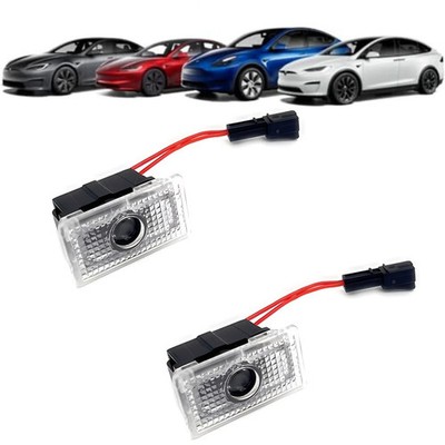 2x Für Model 3 Y S X Tesla LED Einstiegsbeleuchtung Laser Projektor Türlicht