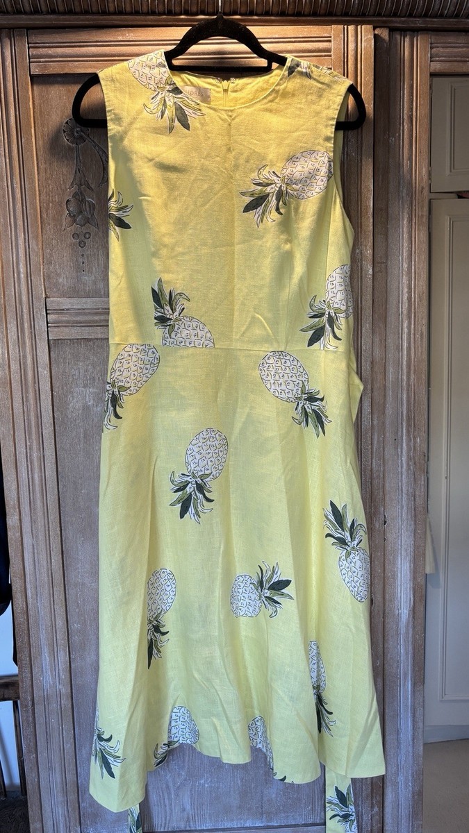 Hobbs Linen Pineapple Yellow Dress 14 | eBay UK