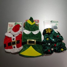 Guinea Pig Small Animal Christmas Costume Lot Of 3 Tree Elf Santa Outfits
