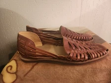 Nisolo Men's sz 11.5 Brown Braided Leather Slip On Huarache Sandals   #53