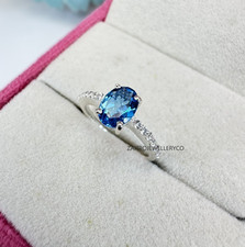 Swiss Blue Topaz Ring, 925 Sterling Silver, Natural Topaz, December Birthstone