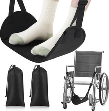 2 Pcs Wheelchair Leg Rest Footrest Hammock Adjustable Hanging Black