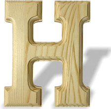 Unfinished Pine Wood Letter for Wall Decor, 6 Inch Standing Letter H, Christmas